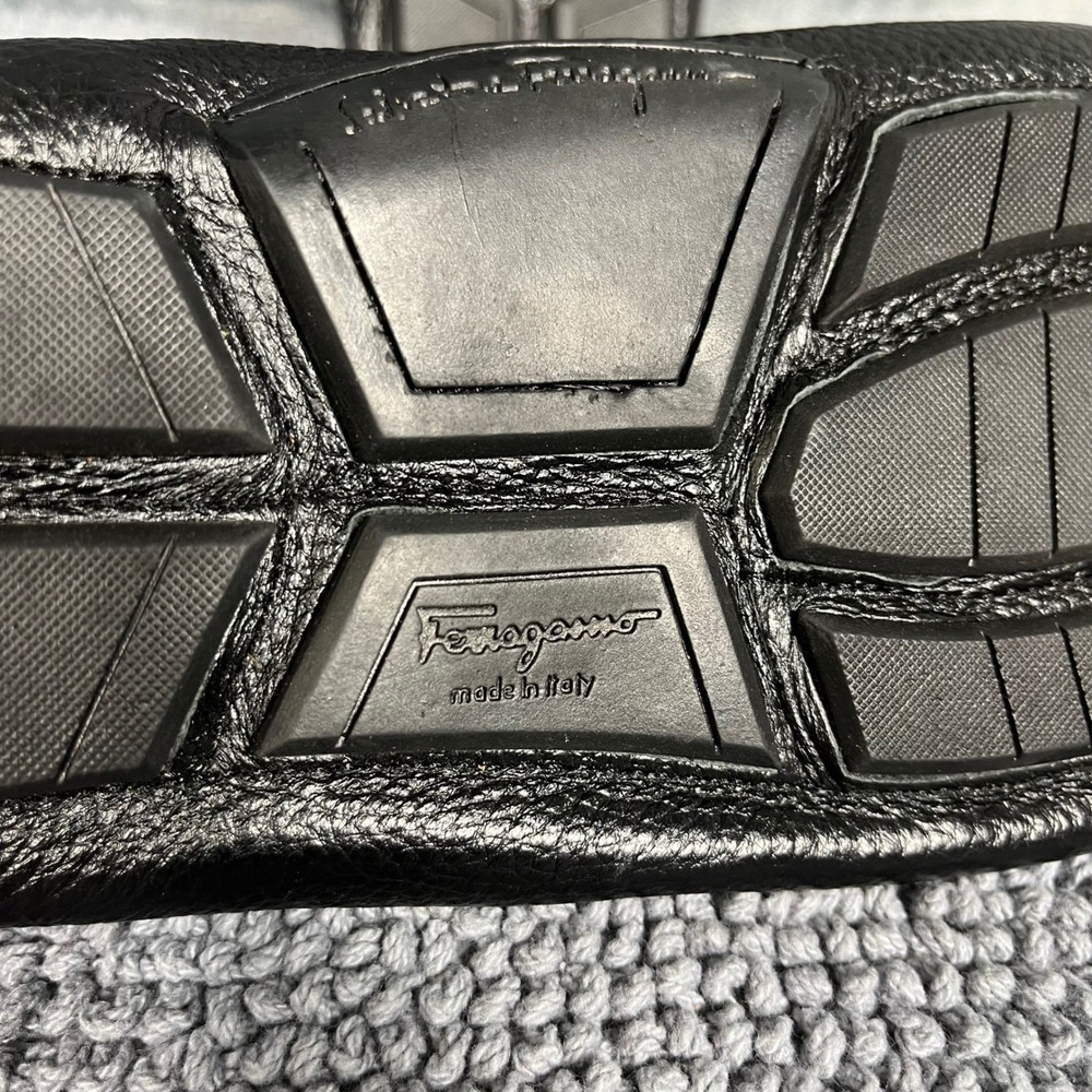 Salvatore Ferragamo Parigi Black Pebbled Leather Gancini Bit Loafers Mens EU 45 - Picture 9 of 9